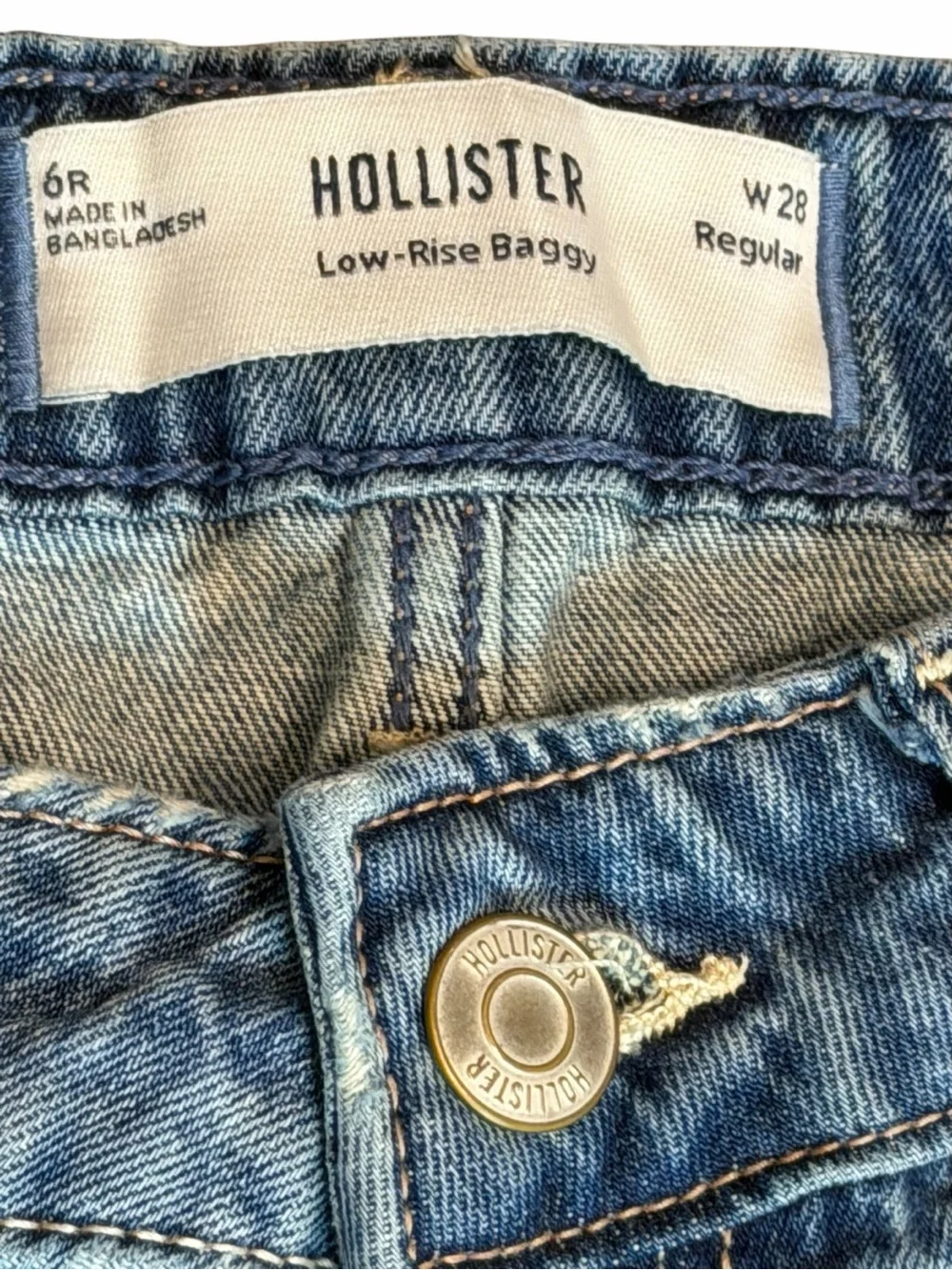 Y2K Coquette Hollister Low Rise Baggy Jeans 6 W28 I Heart LA